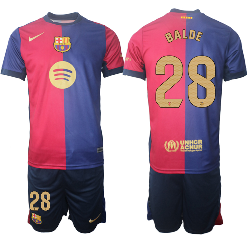 Men 2024-2025 Club Barcelona home Red blue #28 Soccer Jersey